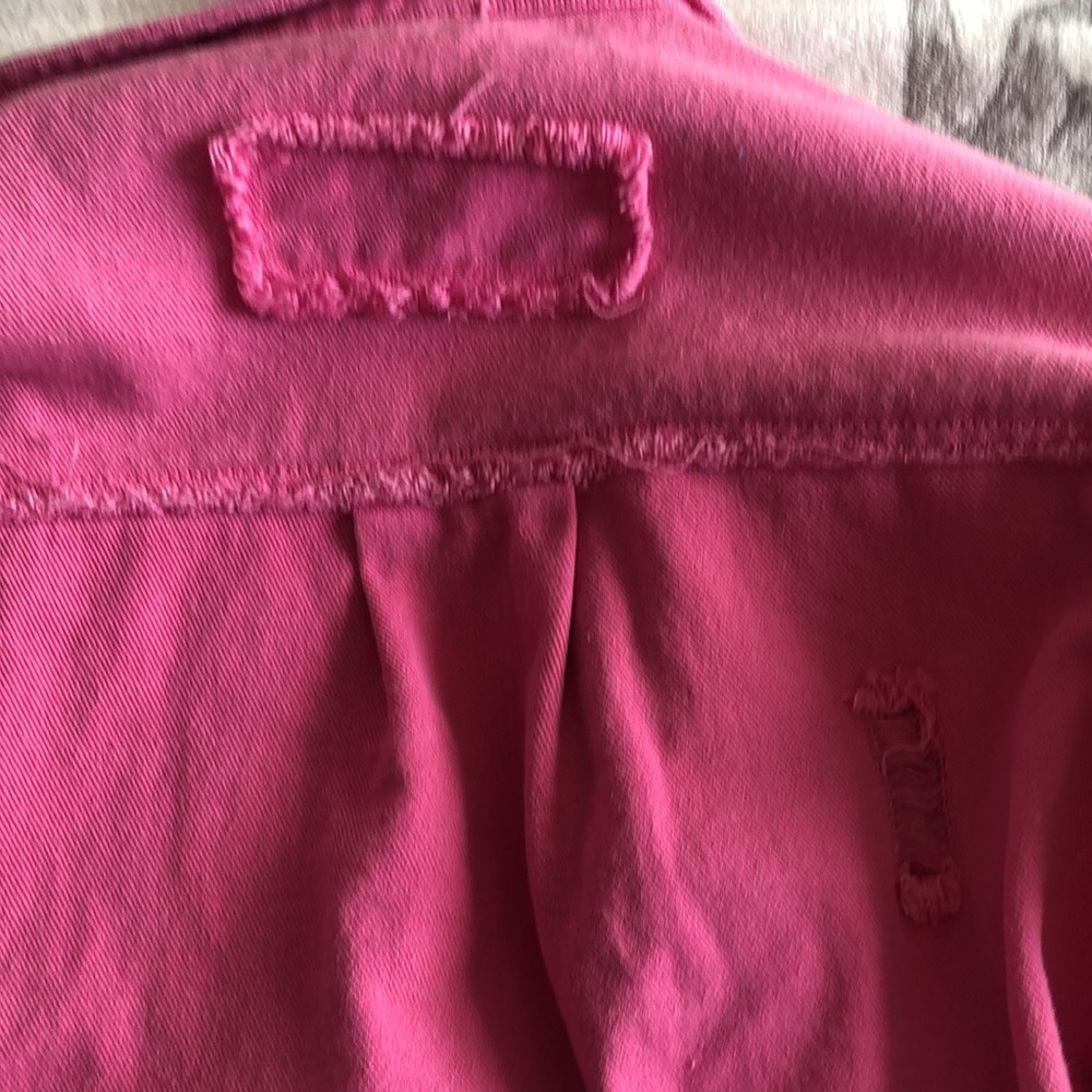 Women’s Oversize Frayed Lightweight Denim Jacket Size XL.  Bubble gum pink. - Picture 16 of 17